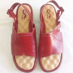 Womens SoftWalk Brick Red Cushioned Sandles Size 6.5M